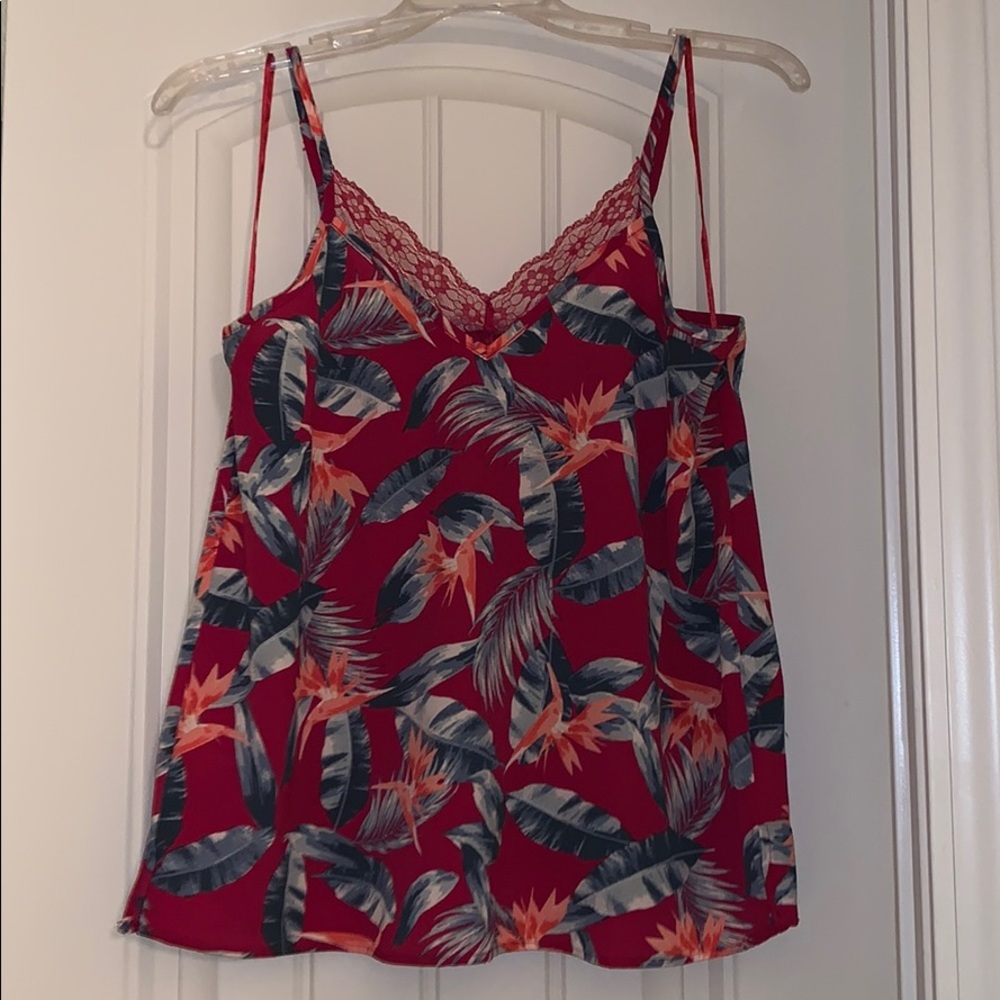 Pink Rose Tropical Print Tank
